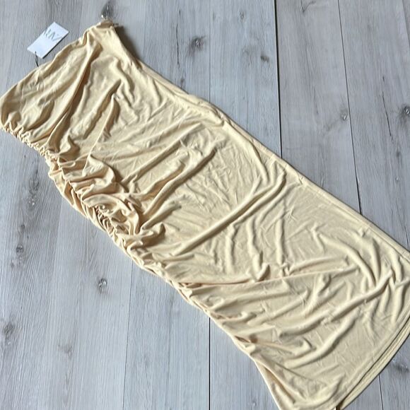 Zara Fitted Midi Dress Yellow L NWT - Picture 3 of 6